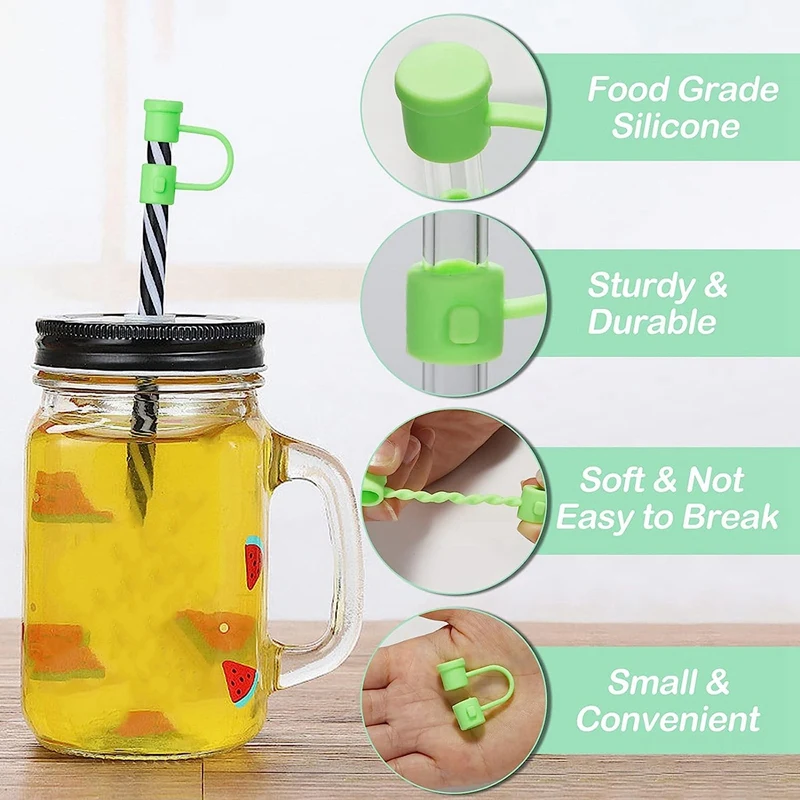 36-teilige wiederverwendbare Silikon-Strohhülle für 8 mm Strohhalme, Zuhause, Küche, Party-Dekoration