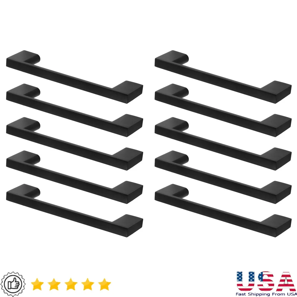 

10-Pack Matte Black Cabinet Pulls 3-3/4-Inch Steel Drawer Handles Durable Easy Installation Modern Home Decor Accessories