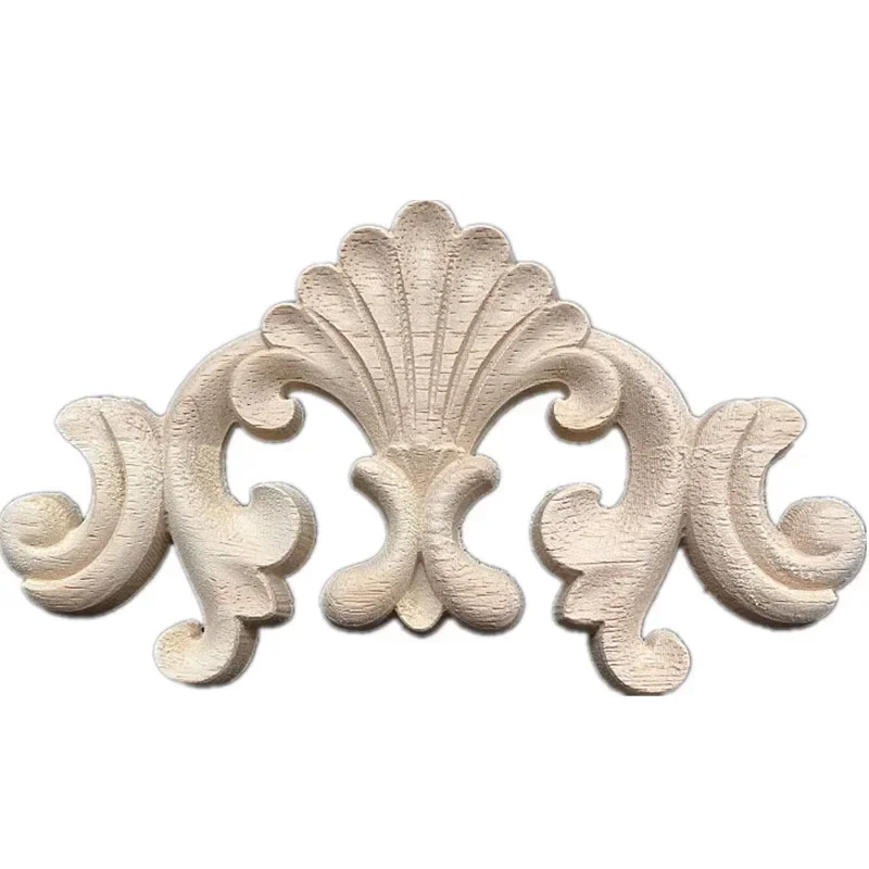 1PC Woodcarving Corner Decal Wooden Figurines Crafts Appliques Frame Wall Door  Living Room Furniture Decor