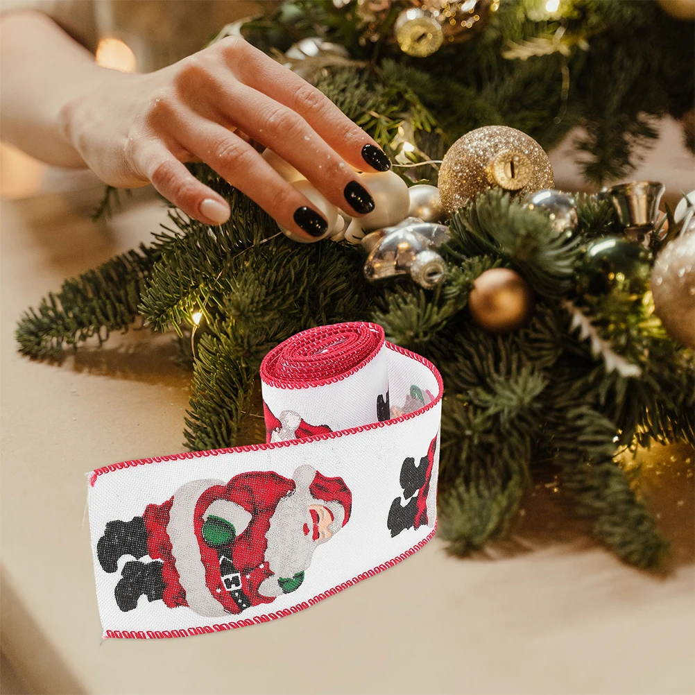 2 uds cinta navideña tela impresa Santa Claus vacaciones cintas artesanales ramos florales decoraciones para envolver corona de Feliz otoño