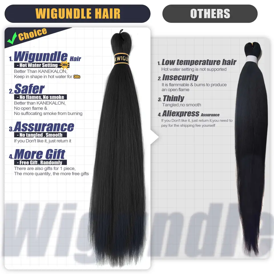 Extensiones de cabello para mujer, trenzas de caja, crochet fácil, cabello pre-estirado, sintético ignífugo 3
