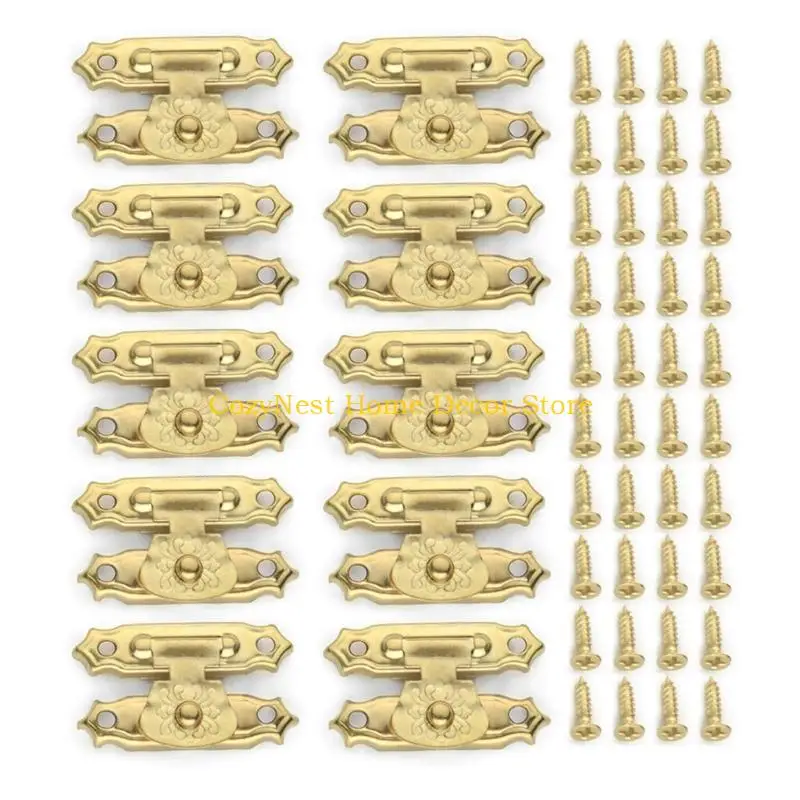 92MF Decorative Hasp Clasp Fastener Hardware for Wood Storage Box Repair Use 10pcs