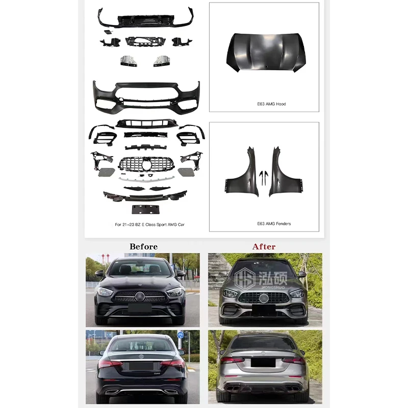 

Car facelift body kit PP material E63S front bumper and grille body kit for 2016 Mercedes-Benz e-Class W213