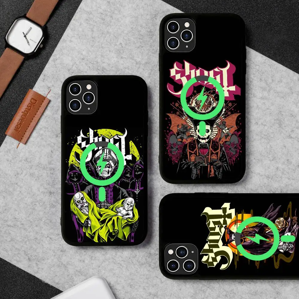 

Ghost Heavy Metal Band Phone Case For iPhone 16 15 14 13 12 11 17 Pro Max Plus Magnetic Wireless Cover
