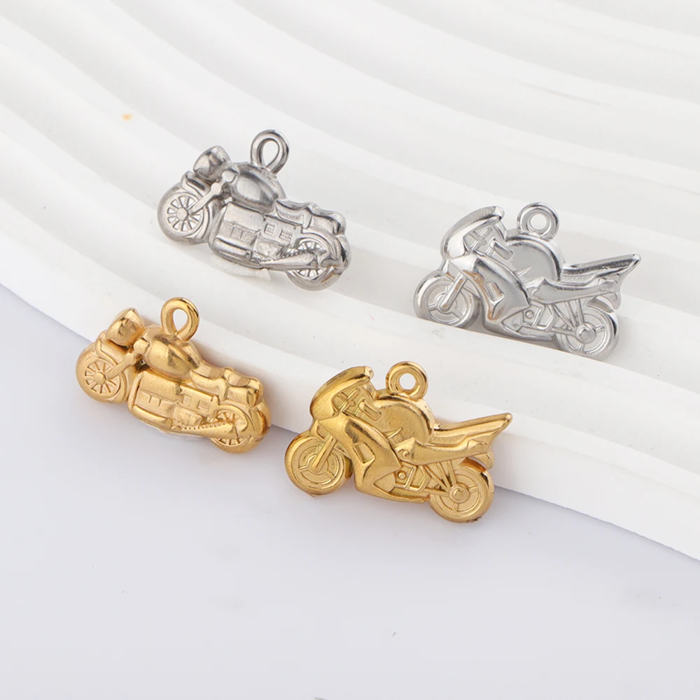 2pcs/lot Stainless Steel 3D Tmotorcycle Pendant Retro Charms DIY Hip-Hop Necklace Bracelet Keychain Jewelry Making