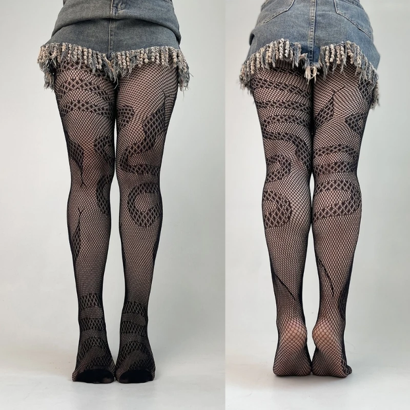 Women Sheer Mesh Net Pantyhose Snake Patterned Leggings Hosiery Drop Shipping