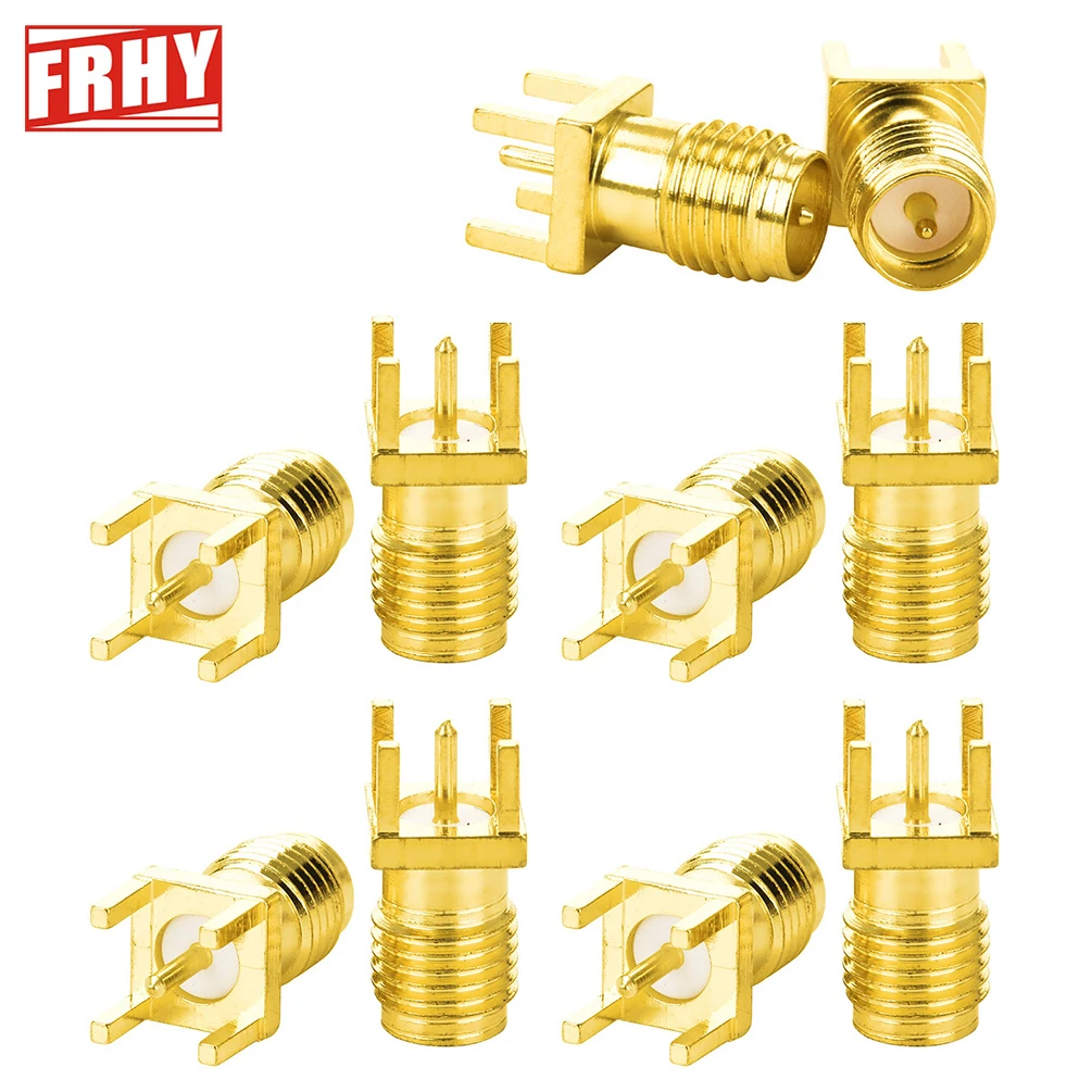 10PCS SMA Female PCB Edge Mount Connector Straight Solder RF Coax 50 Ohm 3GHz MIL-SPEC Gold Tone Adapter for Electronics Project