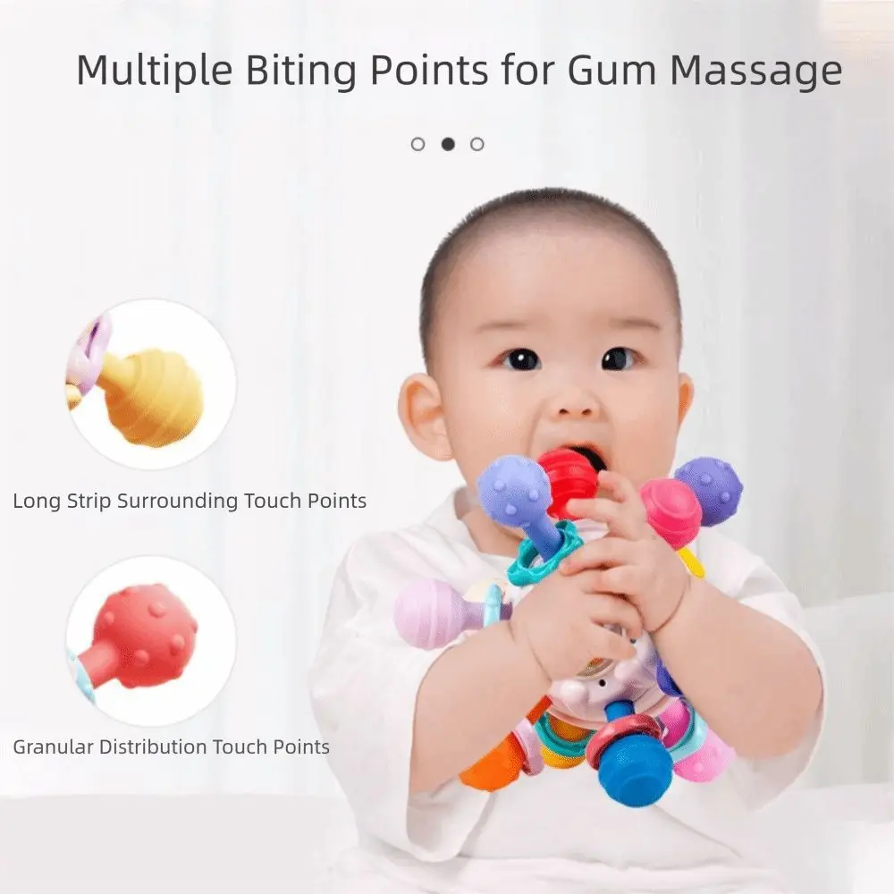 Food Grade Baby Rattles Toys BPA Free Colorful Early Educational Durable Lead Free Sensory Chew Toys Grasping Activities