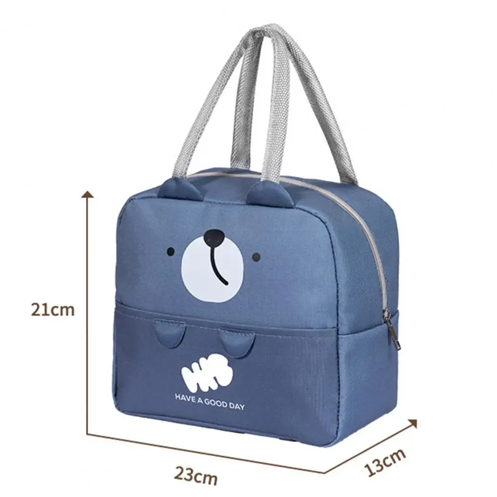 Bento Bag Thickened Foil Smooth Zipper Lunch Box Bag Bright Color Cartoon Animal Pattern Functional Bento Pouch Picnic Bags