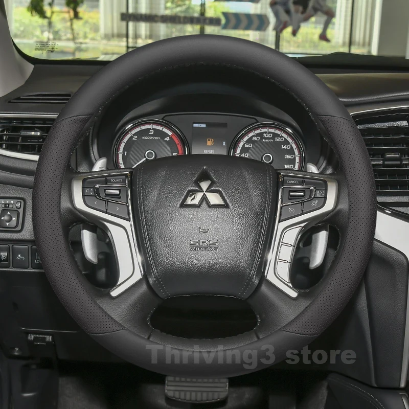 

Leather Car Steering Wheel Cover For Mitsubishi Pajero Sport Montero V87 V93 V95 V97 V98 Auto Steering Wheel Accessories