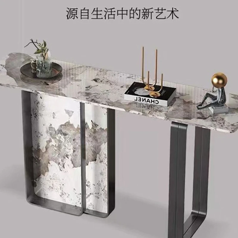 Light Luxury Stone Plate Console Tables Entrance Door against the Wall a Long Narrow Table Console Italian Simple Modern