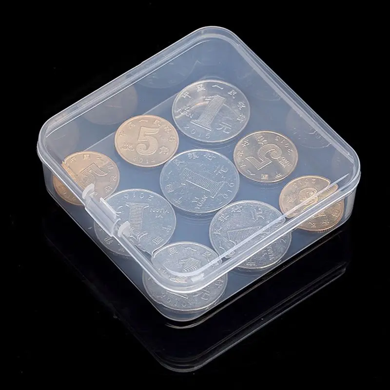 Mini contenitori di stoccaggio quadrati in plastica trasparente custodia per articoli vari custodia per Organizer con coperchio per pillole, erbe aromatiche, perline minuscole muslimate