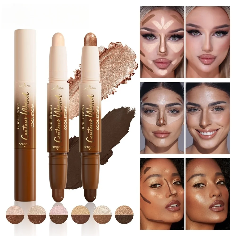 Fair Deep Contour Stick Facial Foundation Concealer Matte Pearlescent Highlighter Nose Shadow V Face Outline Shape Sculpt Wand