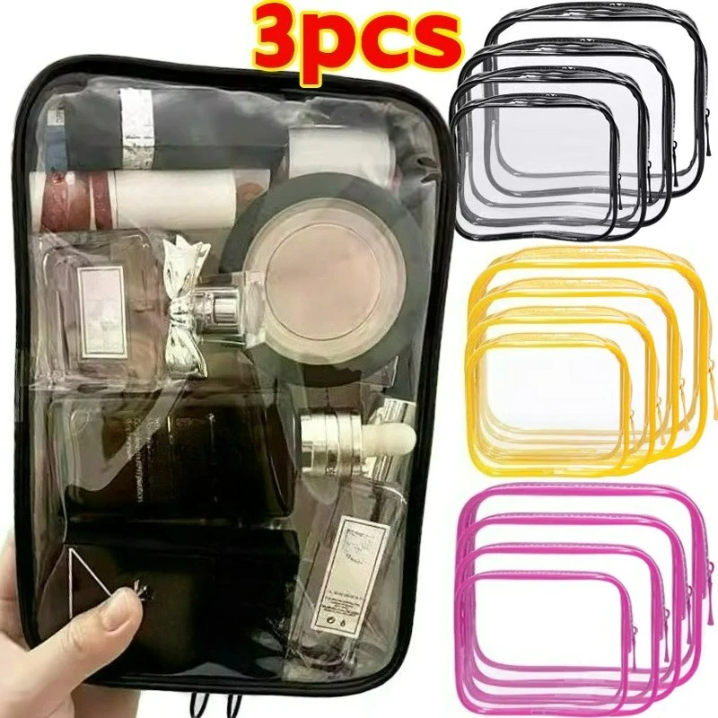 S/M/L 透明防水化粧バッグ PVC クリア化粧品バッグ小型ポータブル旅行トイレタリーウォッシュオーガナイザーケース収納ポーチ
