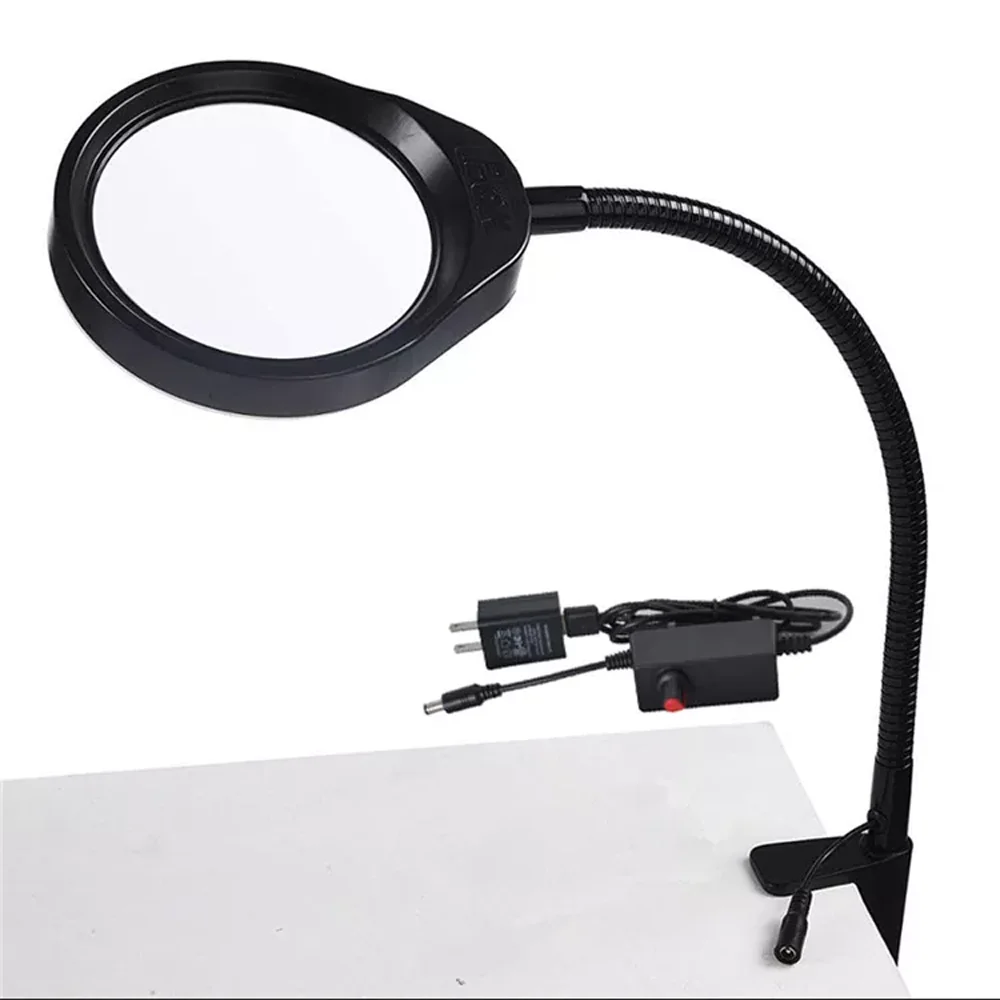 

5x 8x 10x New Table Desk Light Clamp Mount ESD Perfect Professional PCB Optical Magnifying Glass Dimmable LED Light Adjustable