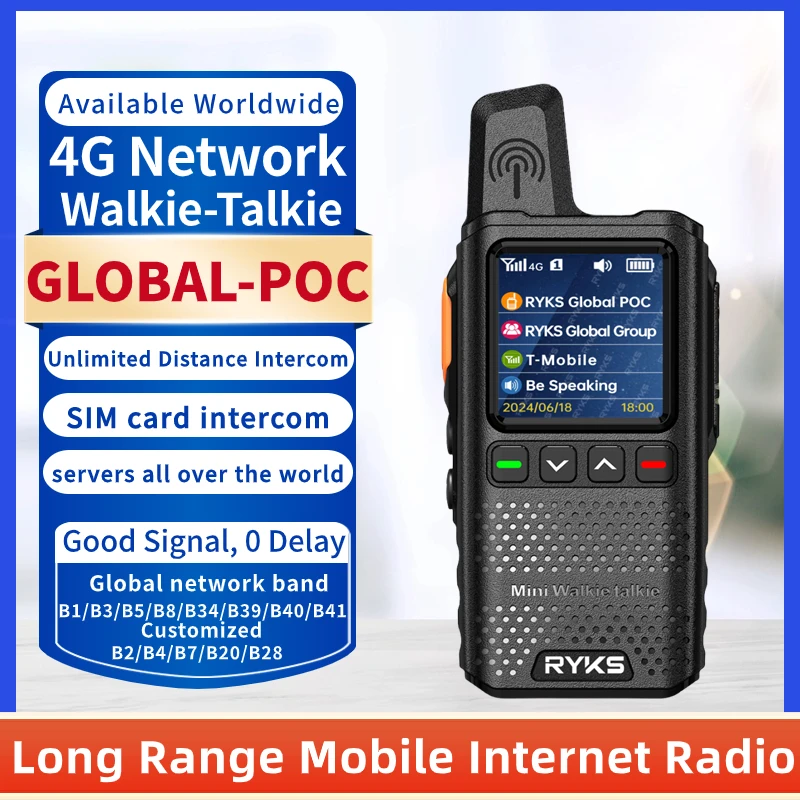 4G Walkie Talkie Radio de largo alcance 1000Km Dispositivos inalámbricos compatibles con 72 tarjetas SIM nacionales