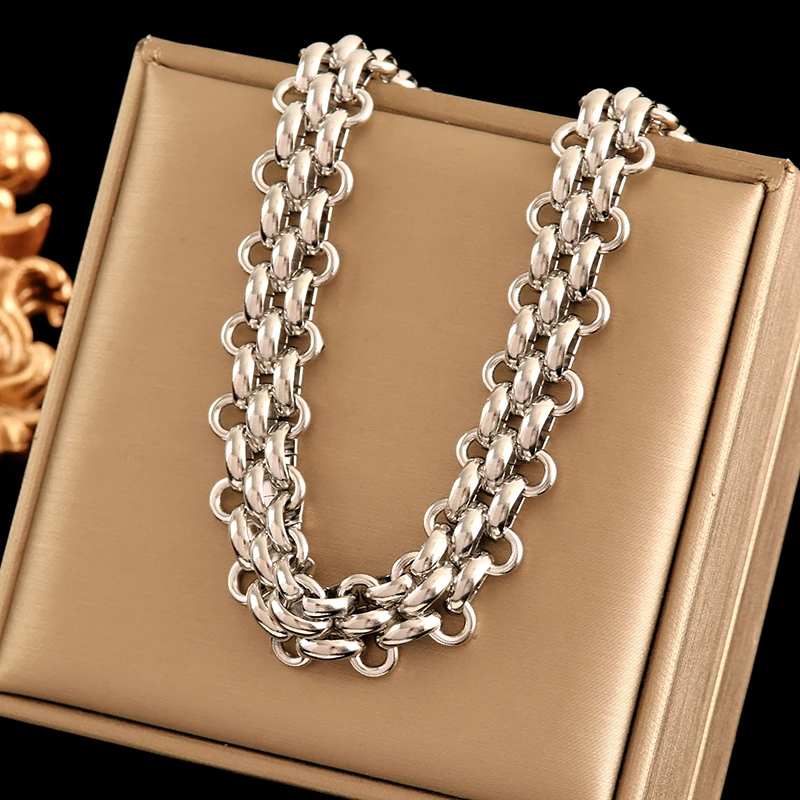 EILIECK 316L Edelstahl Gold Silber Farbe Dicke Kette Halskette Für Frauen Mode Kubanischen Hals Kette Wasserdicht Schmuck Geschenk