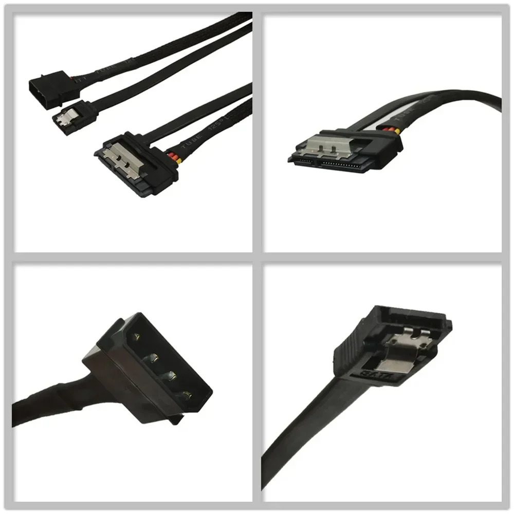 50cm SATA Combo 7+15 22pin 15 Pin Power and 7 Pin Data Cable 4 Pin Molex to Serial ATA Lead Cable Molex to SATA Power Adapter