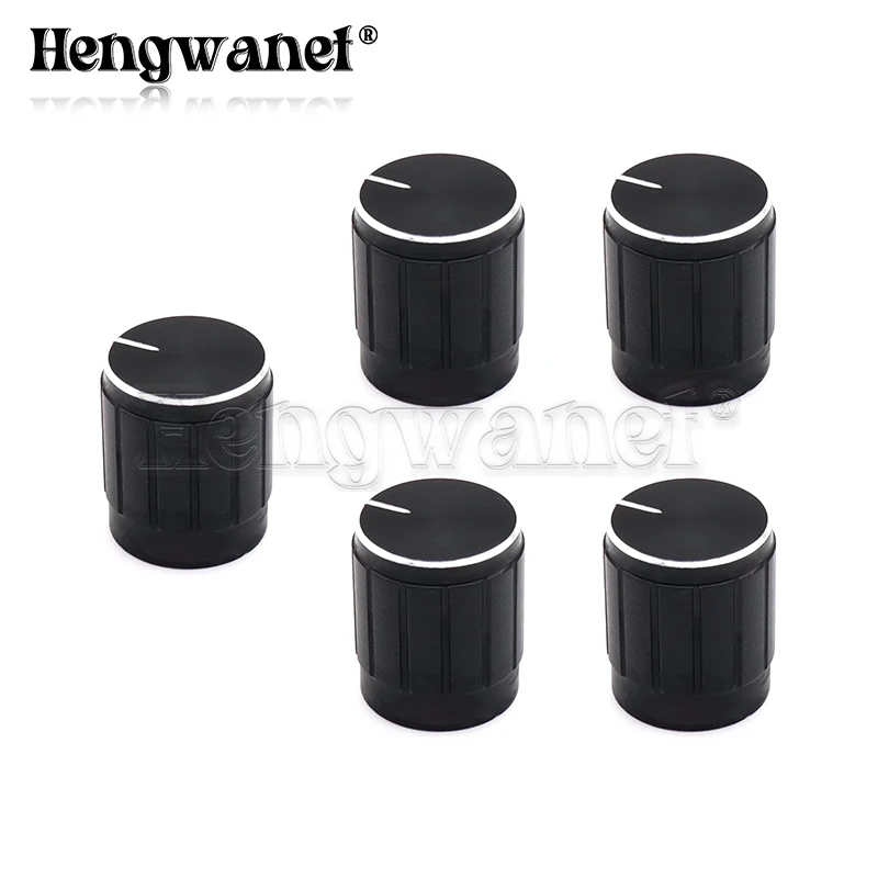 10PCS/Lot Black 6mm Potentiometer knobs Caps Knurled Shaft Potentiometer Control Knob Diameter 15mmx17mm Aluminum Switch Knob