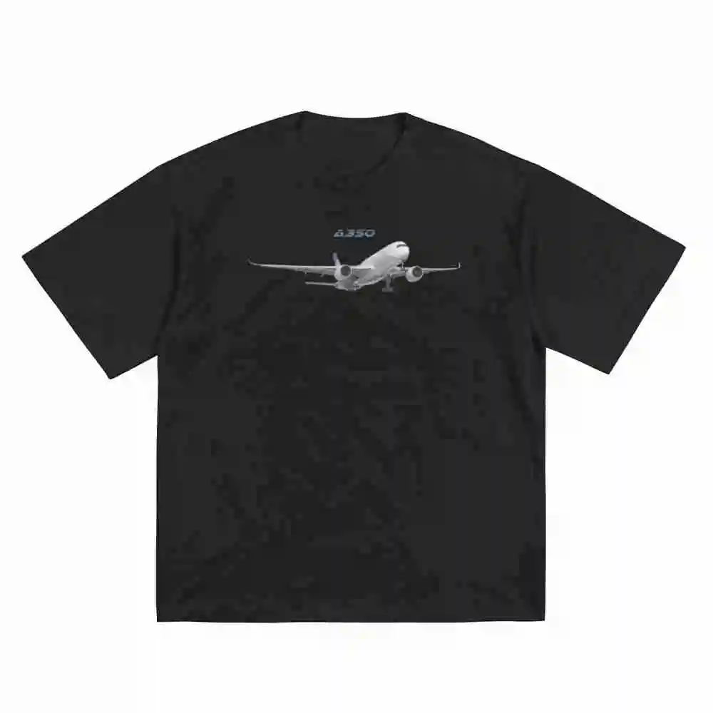A350 Passenger Plane Airliner Short Sleeve Tee 100% Cotton T-Shirt