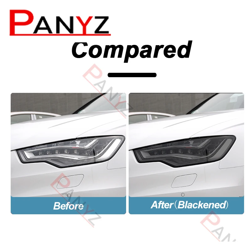 2Pcs For Audi A6 C7 4G S6 RS6 2012-2018 Car Headlight Protective Film Headlamp Restoration Transparent Black TPU Sticker