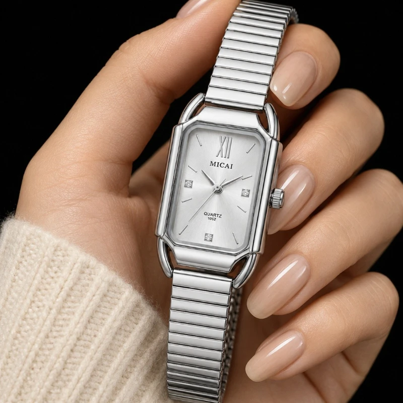 

Elegant Temperament Women's Watch Simple Square Small Dial Ladies Quartz Watch Fashion Silver Wristwatch Clock Gift Reloj Mujer