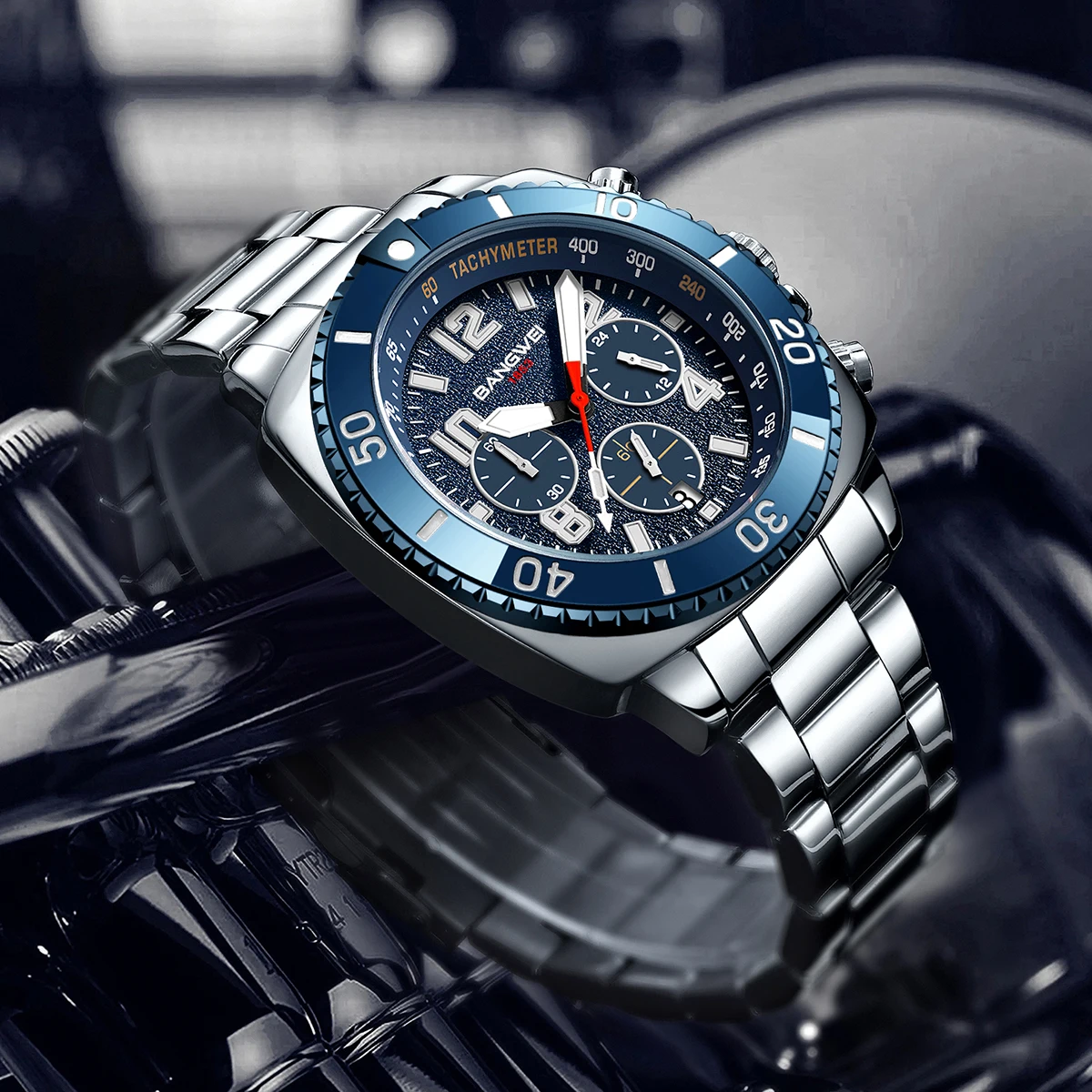 

BANGWEI Fashion Watch Casual Clock Business Men Quartz Watch Calenda Luminous with diamonds Wristwatch Montre Homme