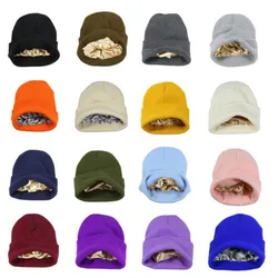 Knitted Hat For Women Silk Satin Lined Beanies Chunky Caps Warm Winter Women Men Bonnet Skullies Caps Male Female Balaclava Hats