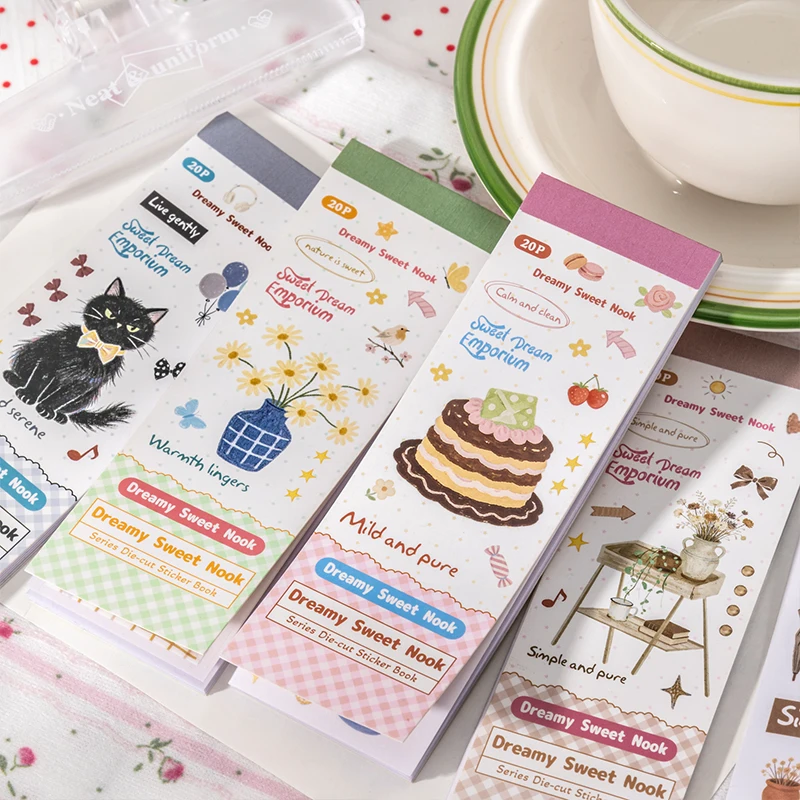 

Набор из 2 наклеек для дневника/скрапбукинга: милые растения, торты, кошки, креативные стикеры из двух материалов для декора дневников и мобильных устройств