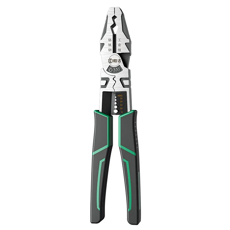 مجموعة كماشة فولاذية Cr_V مع قبضة TPR، تصميم مريح، قواطع أسلاك متعددة الأغراض للكهربائيين #5