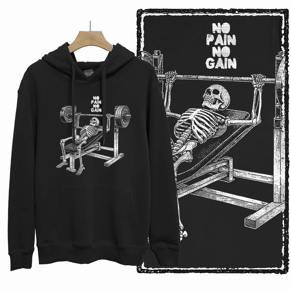 

COOLMIND YG 100% cotton skull crossfit no pain no gain exclusive Graphic men hoodie streetwear hoodie and sweatshirt for men