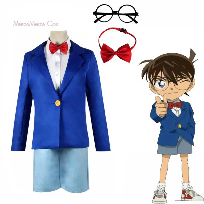 

Anime Kids Adult Conan Edogawa Anime Detective Conan Halloween Anime Suit Classic Edogawa Konan Cosplay Costume School Uniform