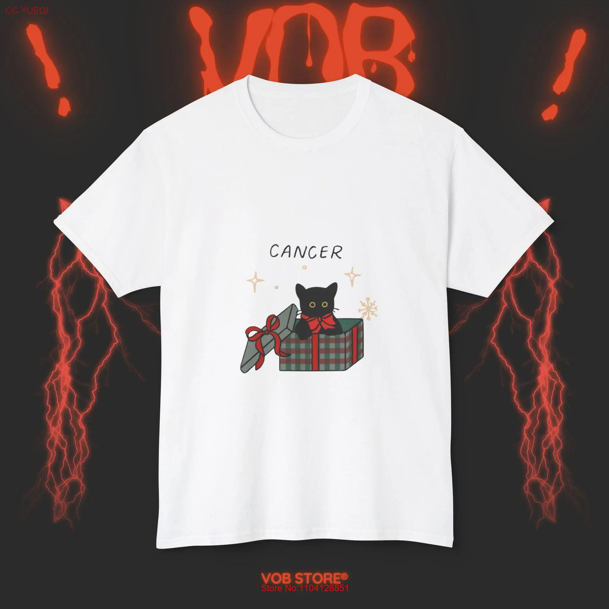 

Cancer Cat Christmas T Shirt Cozy Zodiac Edition long or short sleeves