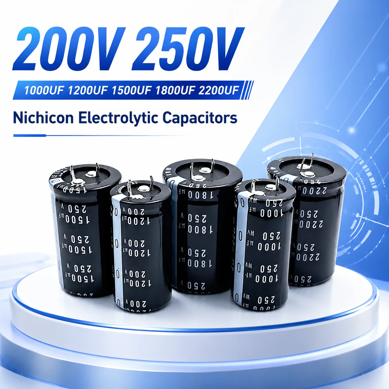 1pcs nichicon 250V 1500UF 1200UF electrolytic capacitors 200V 1000UF 1800UF 250V 2200UF