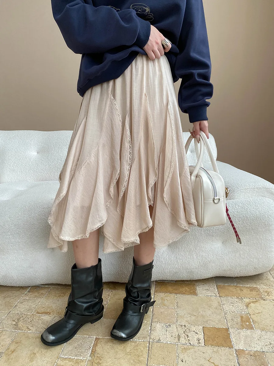 

Юбка в стиле пэчворк из смешанного уксусной кислоты с эластичной резинкой на талии неправильной формы