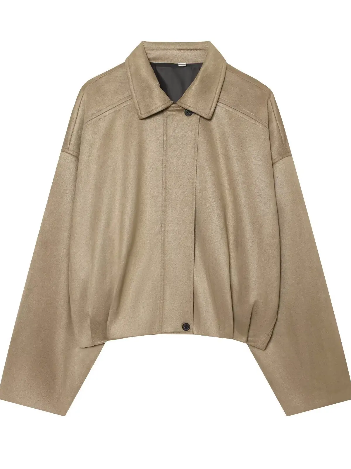 Women's Casual Loose Short Jacket Velvet Surface Texture Turn-down Collar Casual Style Polyester Fiber Long Sleeve Coat