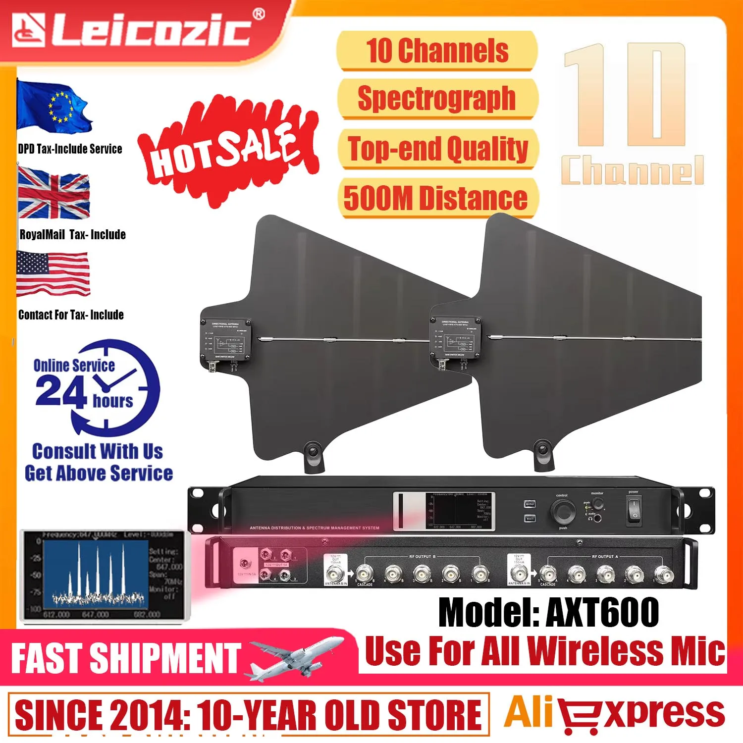 توزيع الهوائي ونظام إدارة الطيف ، RF إشارة مكبر للصوت ، سلسلة ومراقبة الموزع ، مرحلة الصوت ، AXT600 UHF