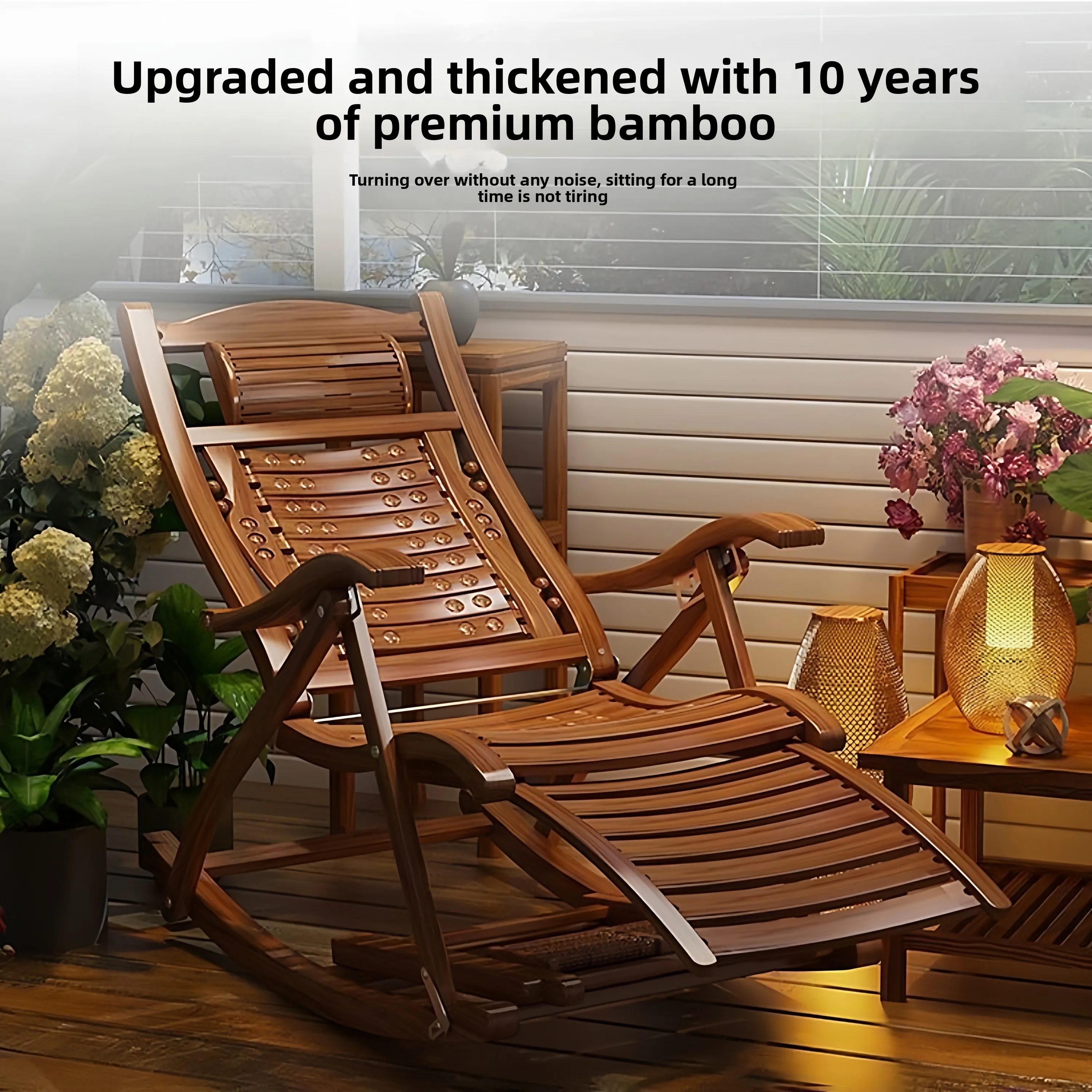 LH bamboo rocking chair sit and sleep dual-purpose folding lunch break home leisure rocking chair sofa