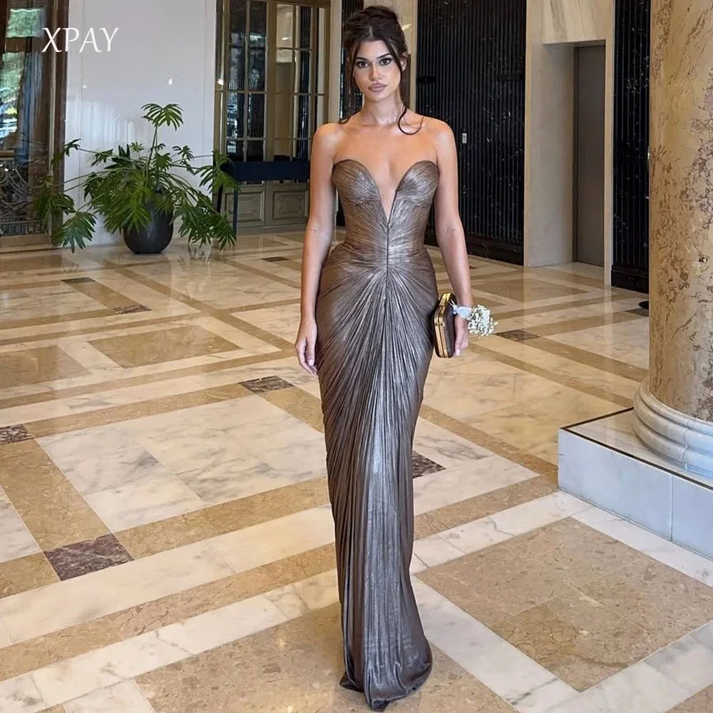XPAY 2026 Mermaid Sleeveless Prom Dresses Sweetheart Sleeveless Pleat Evening Dress Long Formal Gown Robe De Soirée Customized