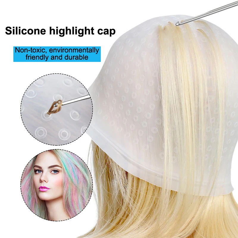 (Ce14)1pc Silicone Hair Coloring Cap Hook Needle Pink Professional Dyeing Tool Highlight Dyeing Frosting Dyeing Hats Barber Hair