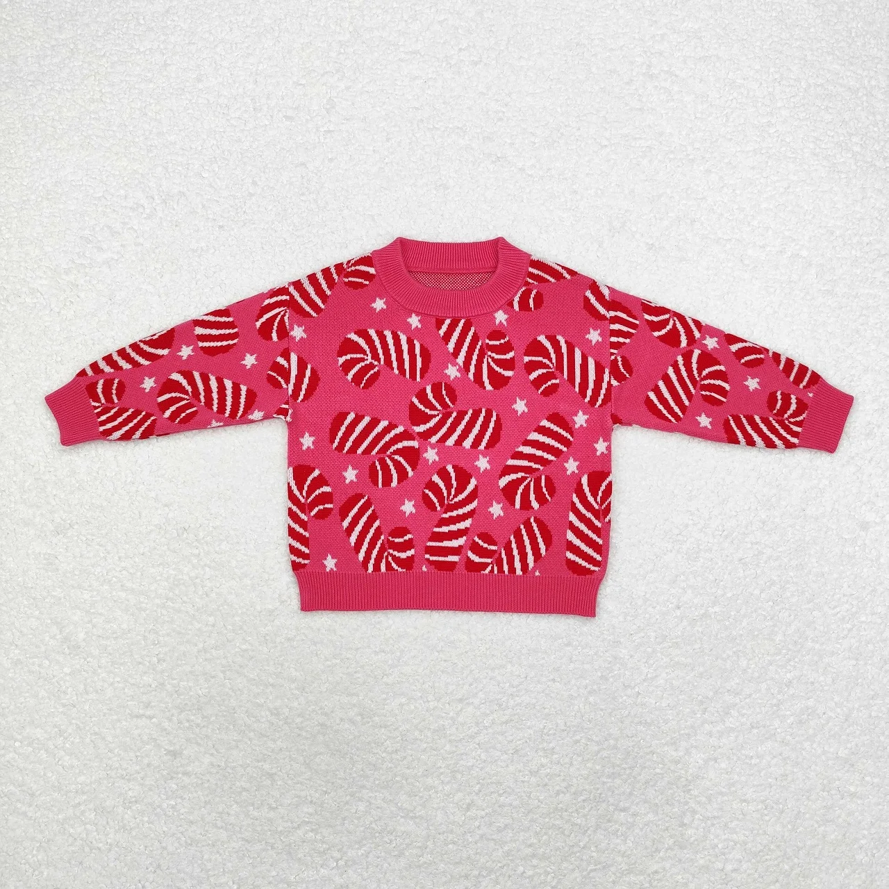 Wholesale Children Christmas Candy Cane Jumper Sweatshirt Long Sleeves Pullover Blouse Sweater Infant Toddler Knitting Kids Coat