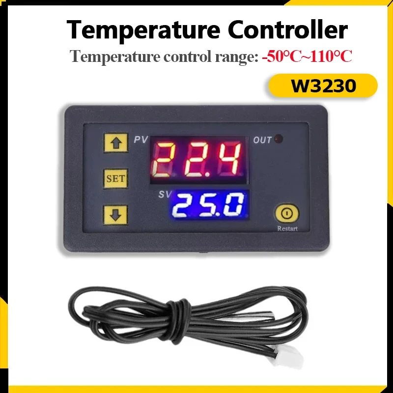 W3230 Mini Digital Temperature Controller 12V 24V 220V Thermostat Regulator Heating Cooling Control Thermoregulator With Sensor