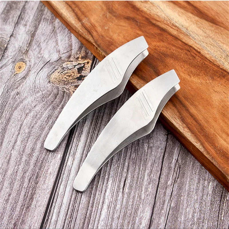 1pc Stainless Steel Fish Bone Tweezer Food Clips Food Tongs Hair Removal Tool Angled Ham Tweezers Kitchen Plier Seafood Tool