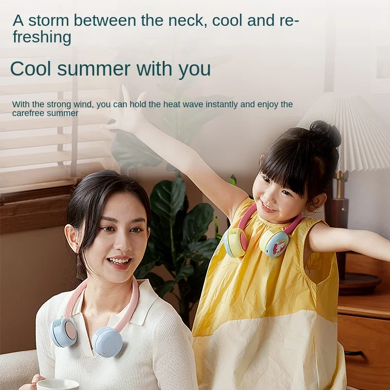 Hanging neck fan portable outdoor small lazy mobile refrigeration small fan usb charging long battery life.