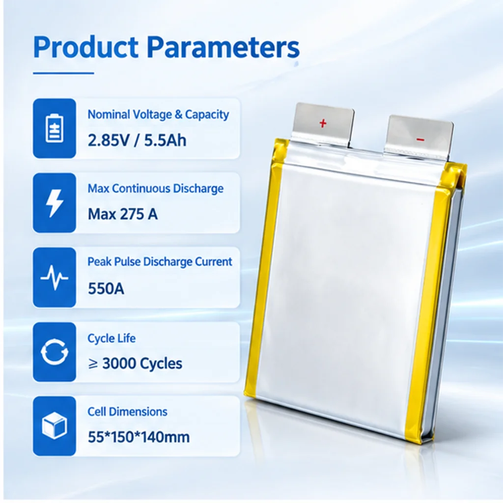 Victpower Na55150140 5.5Ah Sodium Ion Pouch Cell 2.8V Rechargeable Sodium-ion Battery for RV Off-Grid Solar DIY Battery Pack