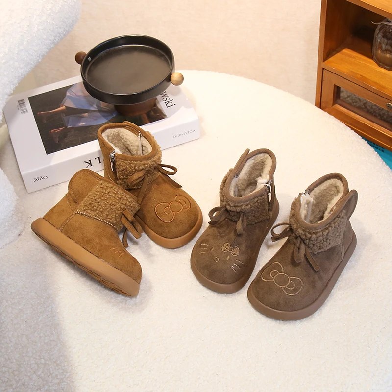 

Fashion Kids Shoes Winter New Girls Cotton Boots Comfor Girls' Shoe Anti Slip Childs Cotton Shoes Soft Soled Baby Walking Shoe