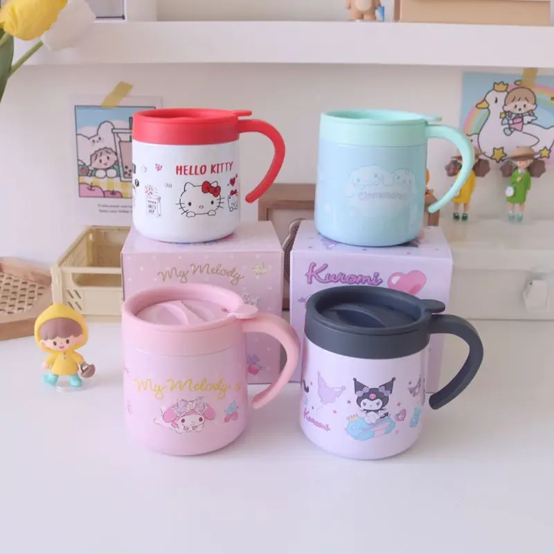 

Sanrio anime cute water cup handle Hellokitty high-looking innovative stainless steel coffee insulated water cup children's gift