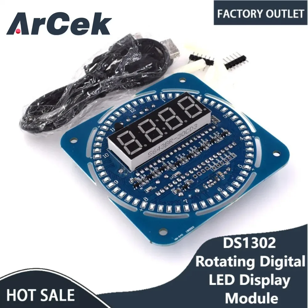 

DS1302 Rotating Digital LED Display Module Alarm Electronic Digital Clock LED Temperature Display 5V