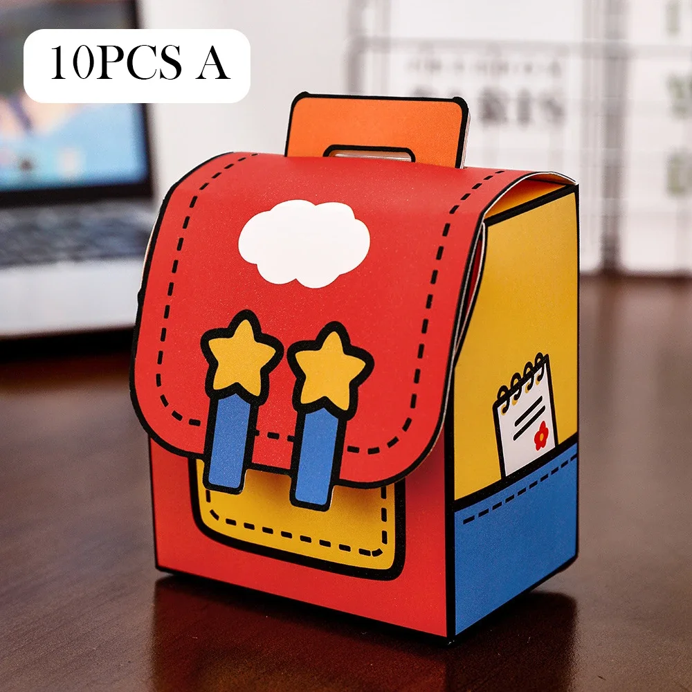 Cute Portable School Bag Candy Cookie Box Gift Packing Boxes for Kids