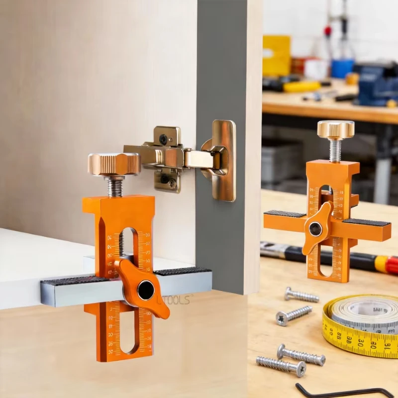 2 in 1 Cabinet Door Installation Positioner,6/8/10mm Rebounder Punched Mounting Jig Wardrobe Cabinet Door Panel Installation Jig